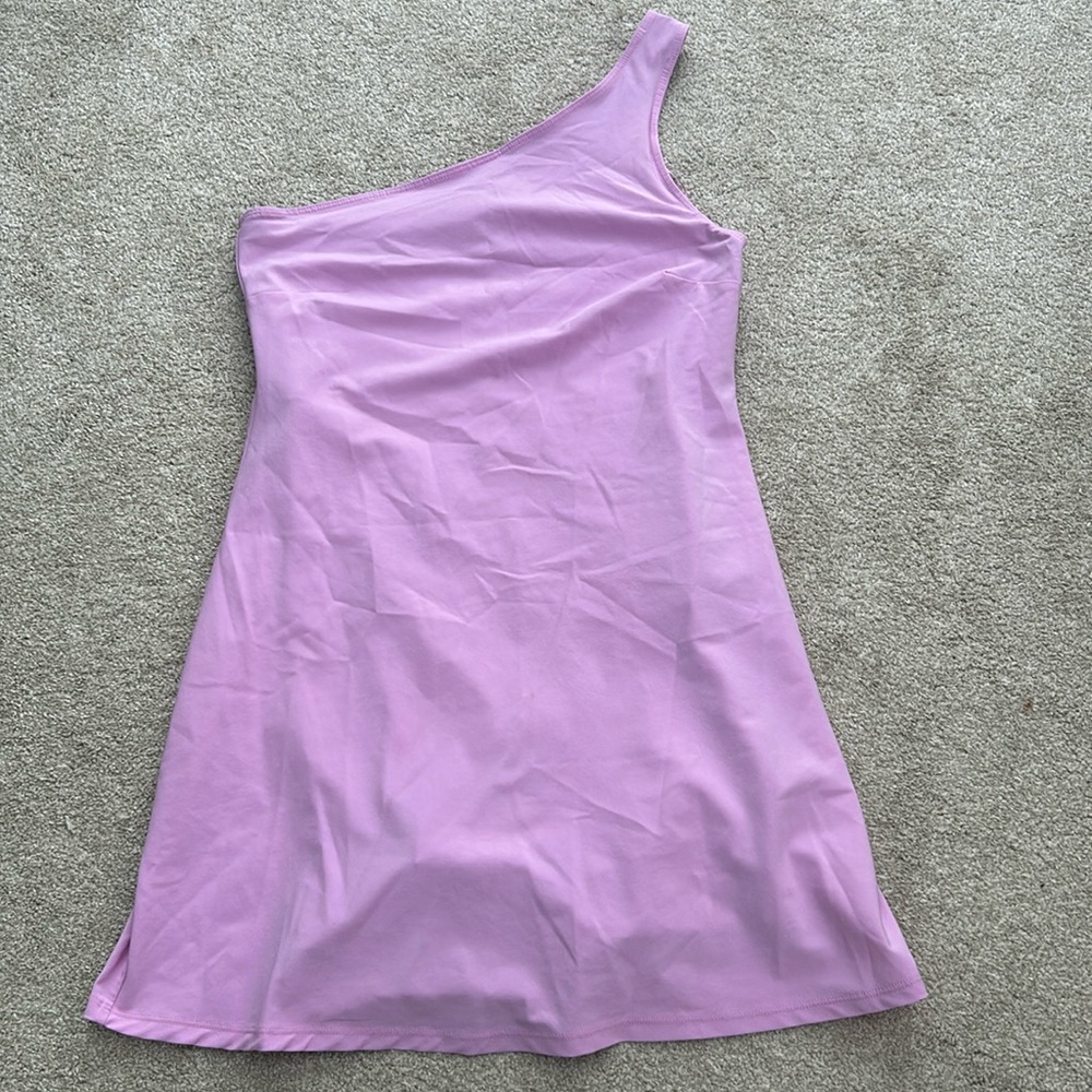 One shoulder traveler dress in pink